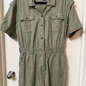 Olive Green Short Sleeve Jumpsuit